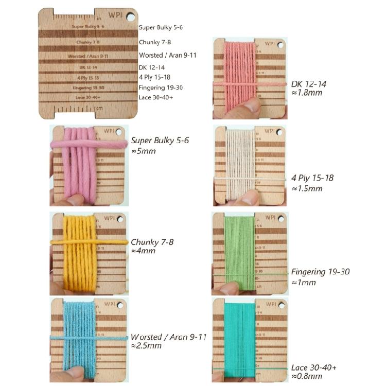 Knitting Needle Gauge Knitting Yarn Gauge Knitting Ruler Wood Knitting Gauge Tool Set for Beginner and Professional