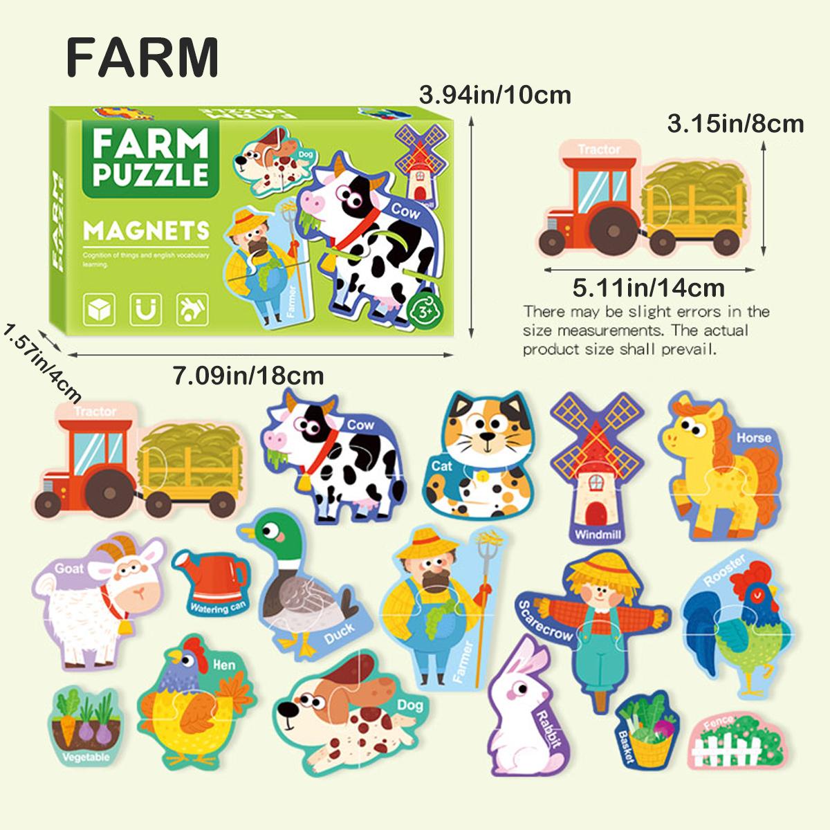 Магнитные наклейки-пазлы, Буквы, Цифры, Фрукты, Динозавры, Животные, Транспорт Раннее развитие Игрушки-пазлы для детей