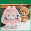 Plush Cute Bunny With Bow Pp Cotton Filling Smooth Short Velvet For Gift Kids