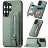 Portafoglio in Pelle con Cerniera Business Slot per Carte Custodia Telefono Per Samsung S25 Ultra S24 Plus S23 A17 A07 Cavalletto Copertura RFID