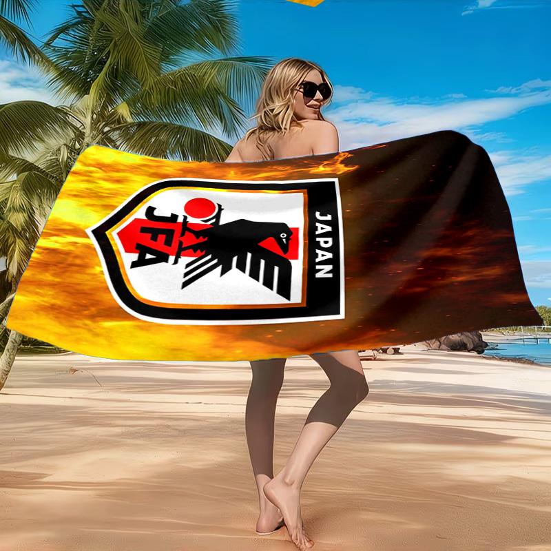 Japan Football Association Emblem Beach Towel, Quick-drying, Easy to Care for, Suitable for Both Fitness and Beach Vacations,Sports Essential