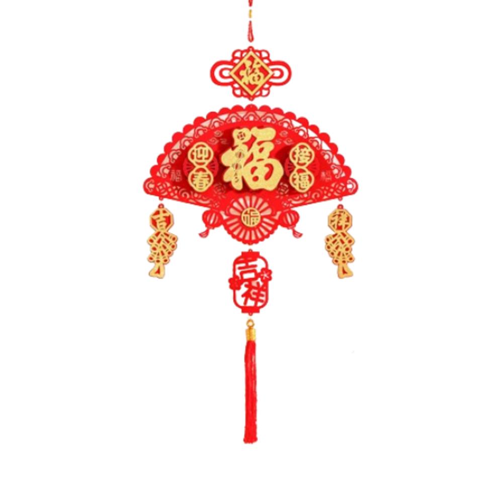 Red Chinese Lucky Character Pendants Flocking Spring Festival Hanging Decoration  Party Supplies