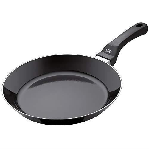 Padella Piatta - Silit - 2110235194 - Smalto - 28 cm - Compatibile tutti i fuochi e lavabile in lavastoviglie nero