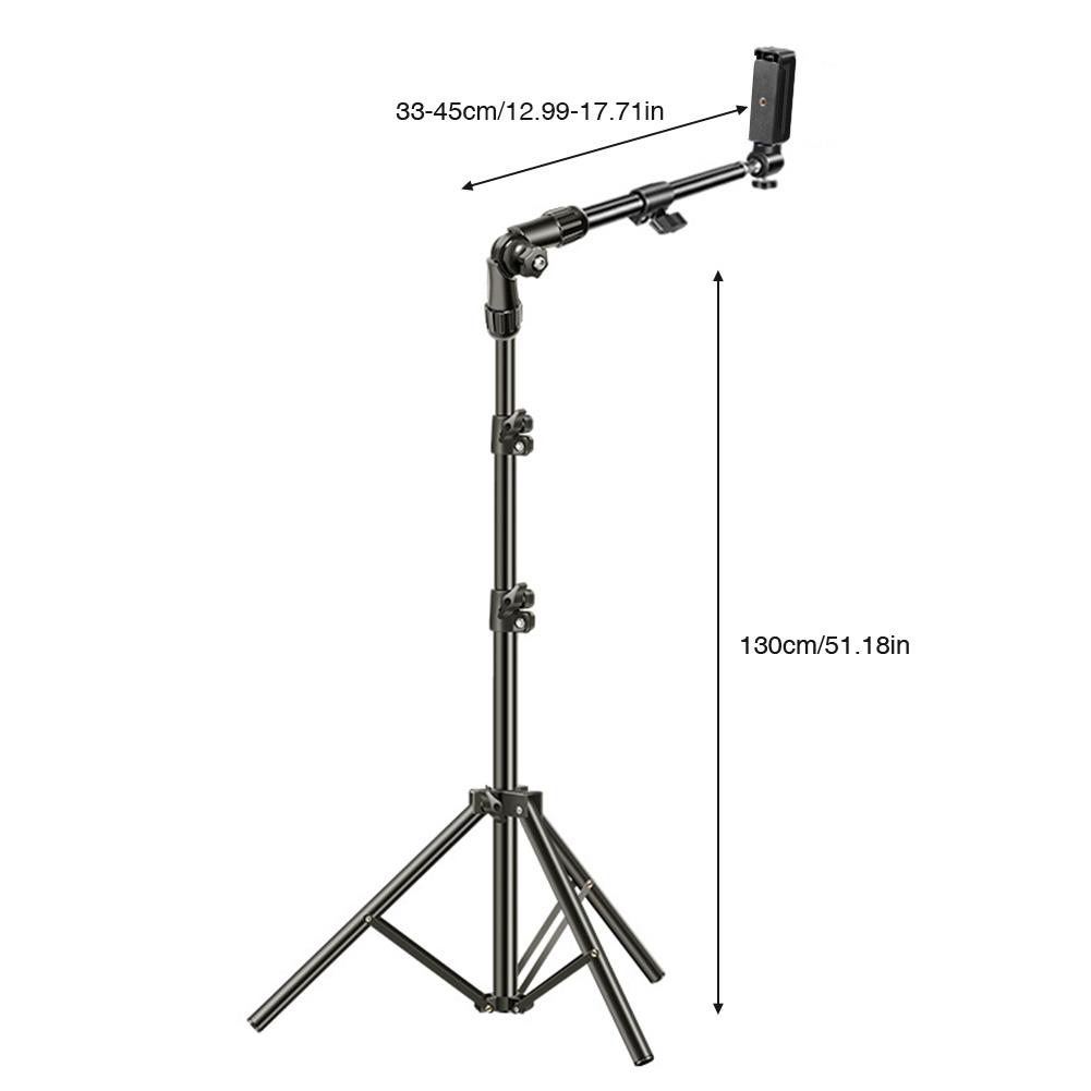 Mobile Phone Live Support Horizontal Overhead Adjustable Photo Tripod Video Recording Selfie Landing Floor Telescopic Bracket