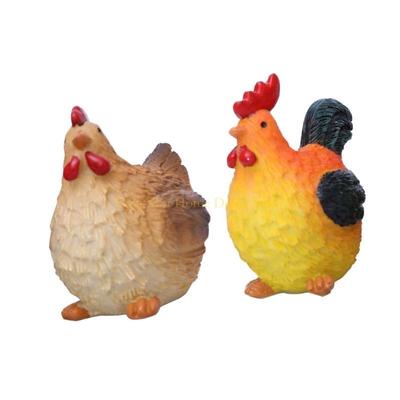 92MF 2PCS Miniature Resin Chicken Figures Ornaments For Easter Farmhouse Home Decoration And Collectible Display
