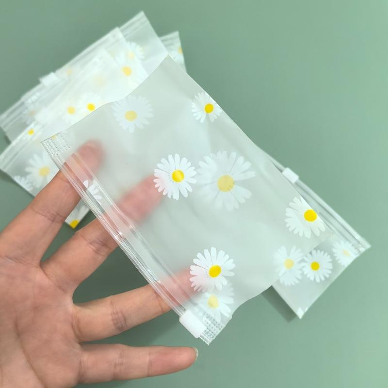 50/100Pcs Print Frosted Zipper Bags Transparent Plastic Storage Pouch Reusable Seal Bag For Jewelry Cosmetic Stationery