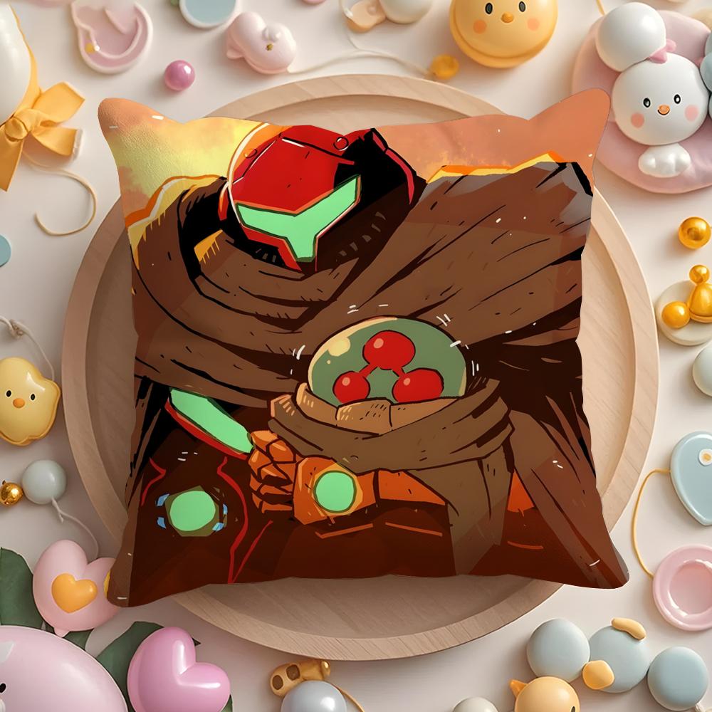 M-Metroid Anime Cushion Cover Home & Car Multi-Scene Pillow Cover - Reversible, Soft & Durable for Daily Use
