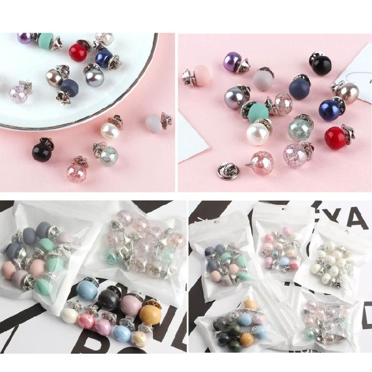 10pcs/set Shirt Brooch Button-free Button Pins Women Fashionable Imitation Pearls Blouses Buckle Clothing Accessories