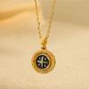 Luxury Gold Plated Compass Fashion Necklaces Enamel Zircon Gold Plated Necklace Set