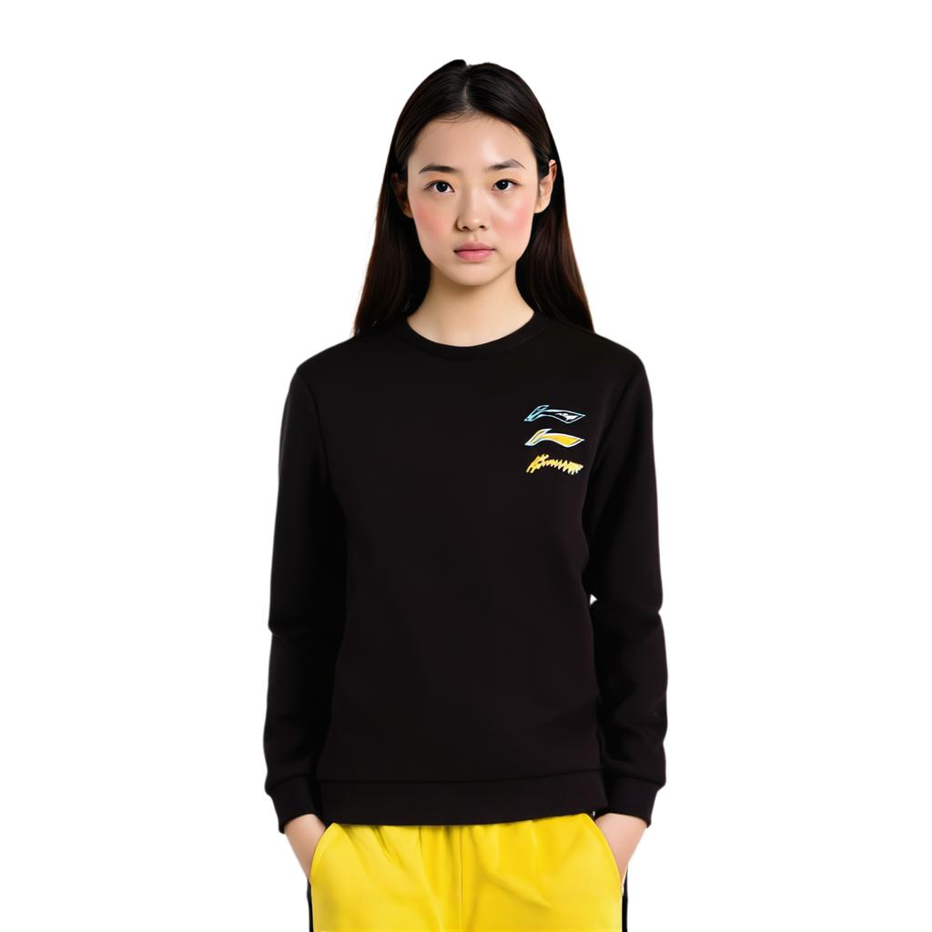 Li Ning Sweatshirts Unisex Black Crew Neck Moderate Regular AWDVG93-1