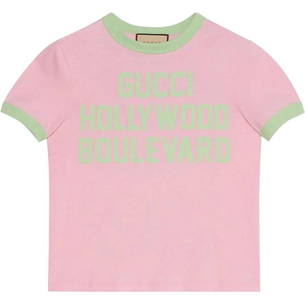 Gucci T Shirts Women's Pink Crew Neck Moderate 695816-XJED4-5904