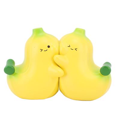 2Pcs Banana Bookend Hugging Bookends Cartoon Resin Bookend Book Stopper for Shelf Desk Home Study