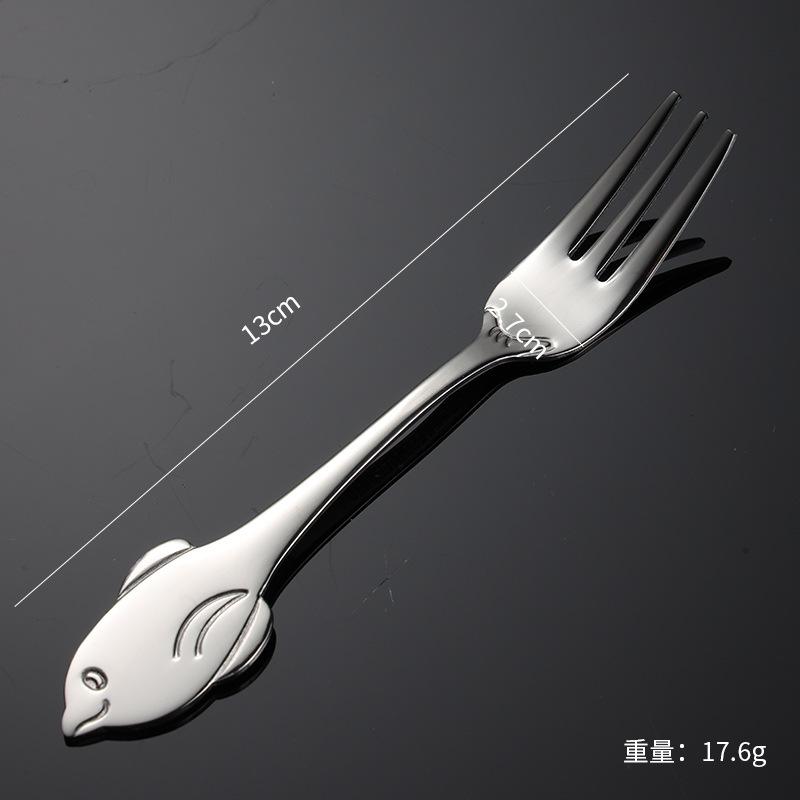 304 Stainless Steel Ocean Fish Fork Spoon Coffee Stirring Stick Dolphin Whale Series Creative Children's Western Tableware