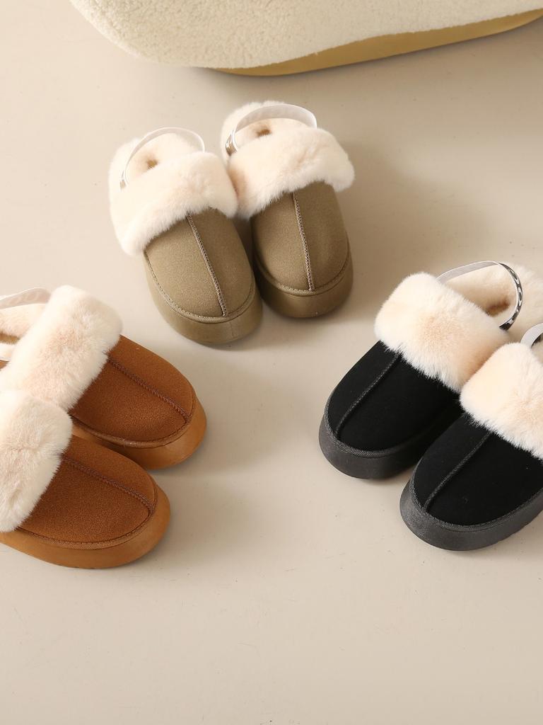 Fashion Fashion Thick-soled Casual Home Women's Slippers 2024 Winter Hot-selling Suede Fur Warm Slingback Flat Comfortable Snow Boots