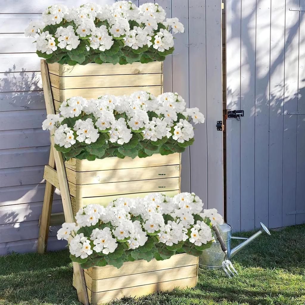 2PCS Artificial Geraniums Outdoor Silk Flowers Bush Fake Flowers for Floral Home Decor Indoor Garden Grave Cemetary Table Decor