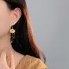 Pisces Lotus Peace Lock Pearl Earrings Women's National Style High-end Earrings