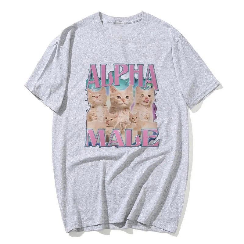 Alpha Male Cat Print TShirt Women Casual Fashion Funny Meme Summer Oversize ONeck Short Sleeve Tops for Women Tshirts