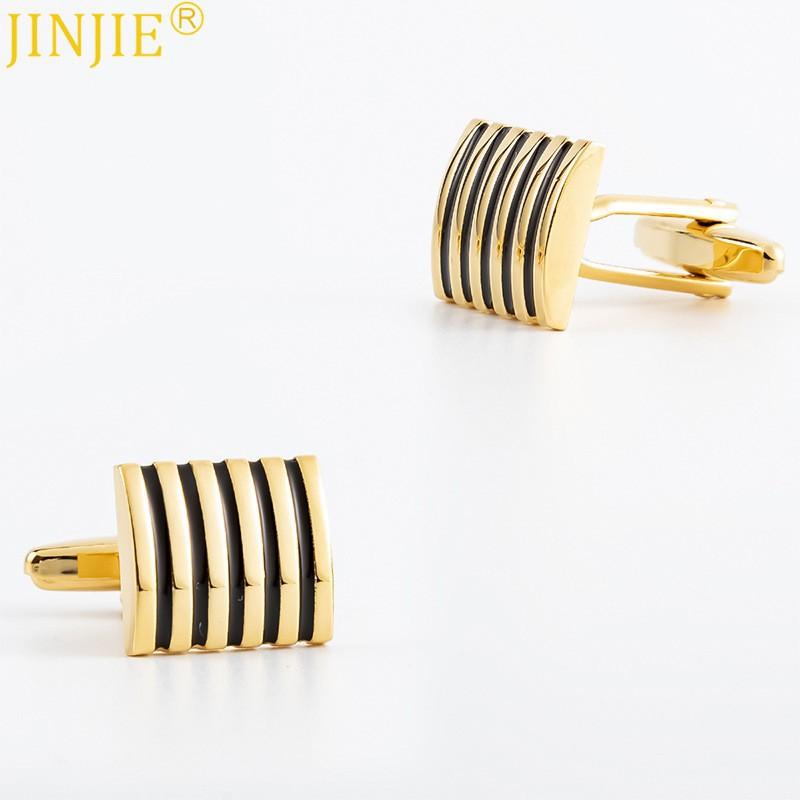 Curved Black Striped Metal Cufflinks Classic Business Men's French