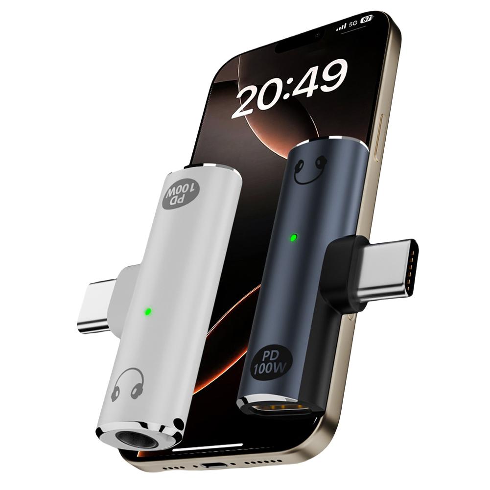 

2 в 1 USB C Splitter PD 100W Наушники Splitter для Samsung Galaxy S24 23 Ultra белый