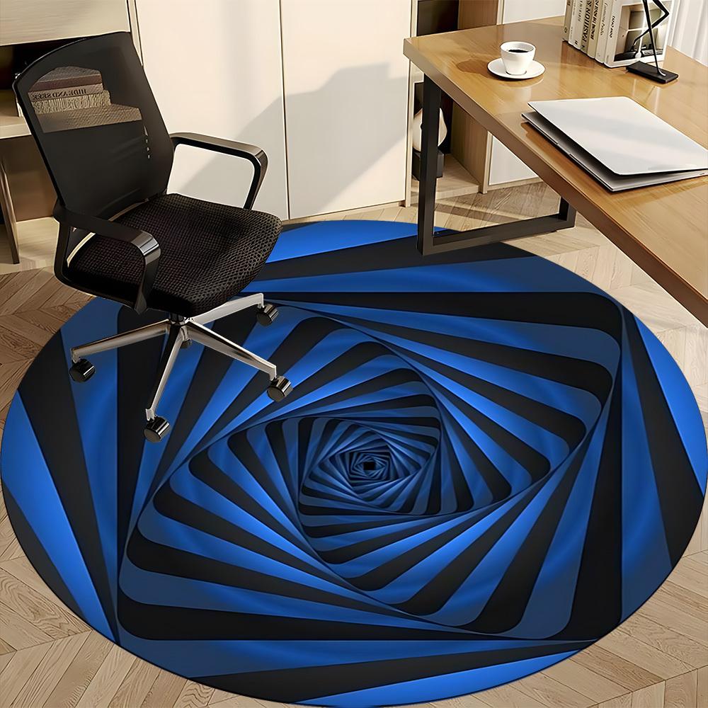 1pc Blue Spiral Tunnel Chair Carpet for Office Non-Slip, Machine Washable Rug for Office - Holiday DecorMachine Made Yy251029112