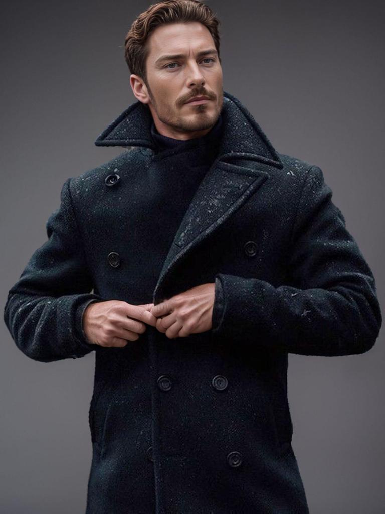 High-Quality Men's British Style Mid-Length Wool Coat - Autumn/Winter