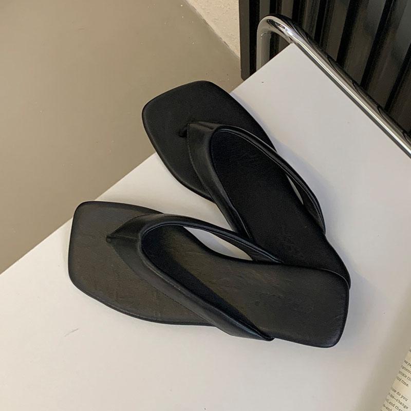 Fashion Summer Beach Flip flops Women Flats Slides Slippers Shoes Female Footwear Fashion Square Toe Ladies Flats Slippers Sandals Shoes