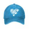 Vintage Heart Paw Print Baseball Cap  New Vintage Washed Cotton Baseball Cap Parent Kids Sun Hats