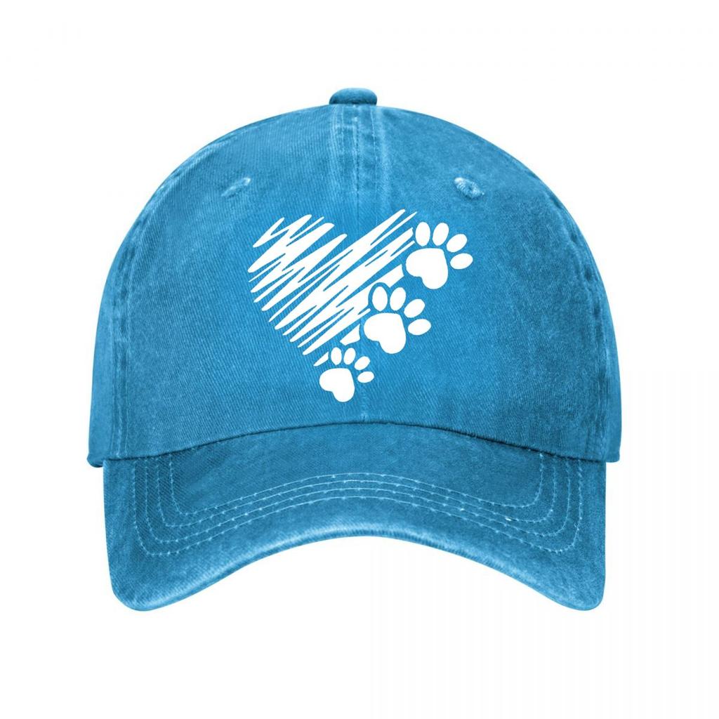 Vintage Heart Paw Print Baseball Cap New Vintage Washed Cotton Baseball Cap Parent Kids Sun Hats