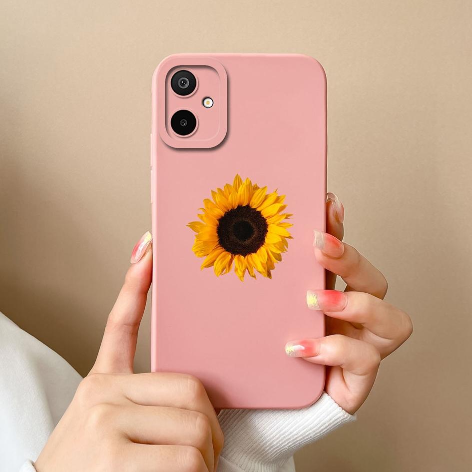 New Case For Samsung M16 S25 Edge F06 M06 A06 F16 Beautiful Sunflowers Butterfly Pattern Liquid Silicone Anti Fall Protective Covers For Samsung Shell