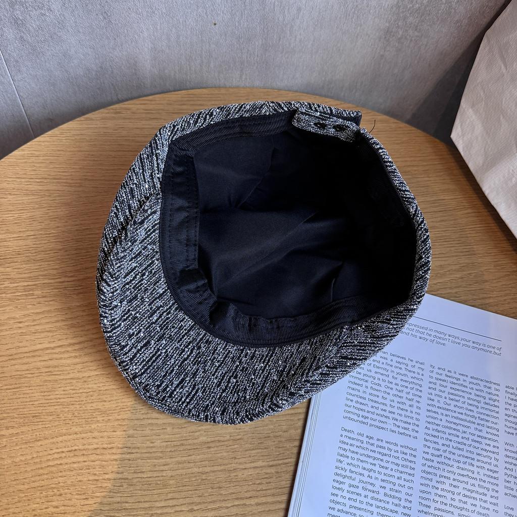 Solid Color Spots Artistic Vintage Women Cap Rhinestone Breathable Autumn Fabric