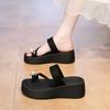 Fashion CRLAYDK Slides Sandals for Women Platform Strap Beach Flip Flops Fashion Soft Leather Walking Slippers Summer Casual Slides
