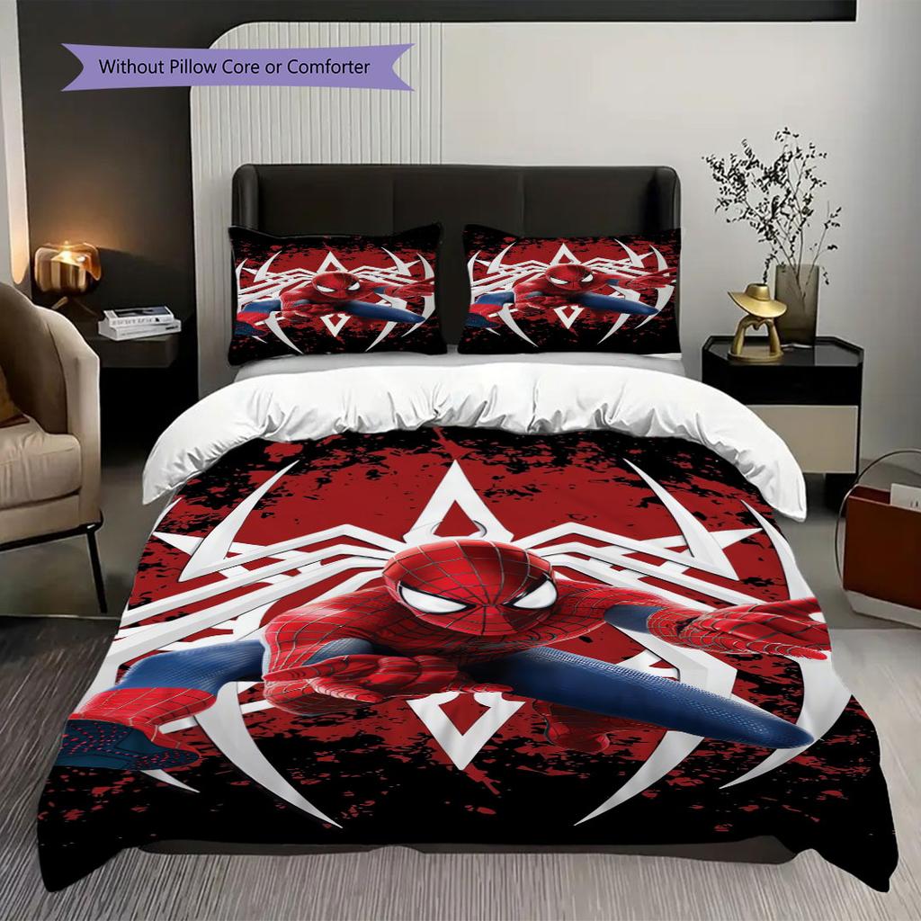 Spider-Man Superhero Series Bedroom Three-Piece Duvet Cover Bedding Set (1*Duvet Cover + 2*Pillowcase, Without Core)