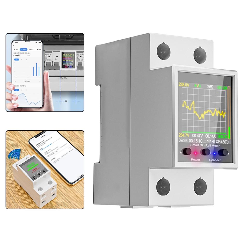 100A WIFI Rail Meter Leakage Protection Switch DIN Rail Installation