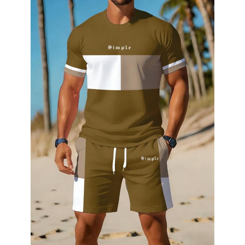 Casual Sports Suit Breathable Outdoor Leisure Men's Round Neck T-shirt Shorts Pants Suit Summer Digital Printing Printing Suit for Men and Adults