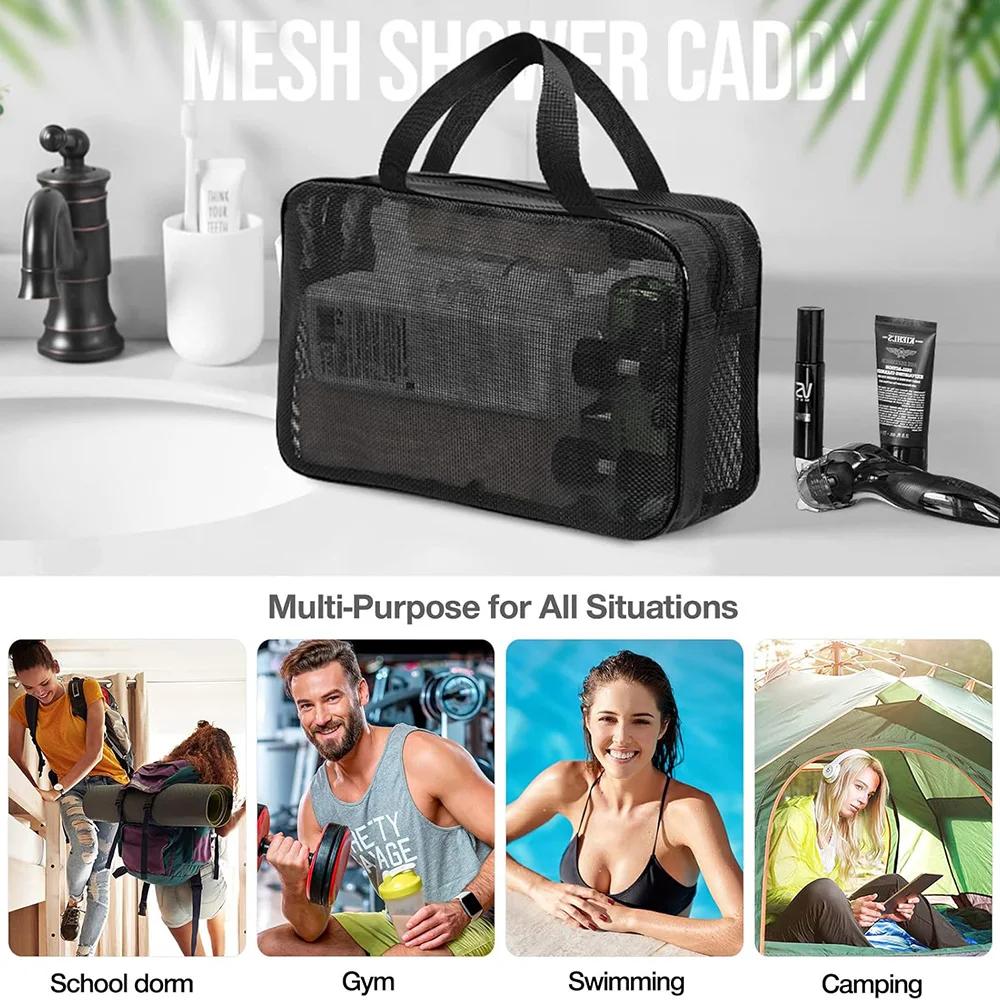 Mesh Shower Caddy Tote Bag Cosmetic Storage Bag Multifunctional Shower Bag Large Capacity Portable Toiletry Organizer