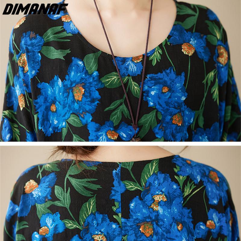 DIMANAF Plus Size Women 2023 Dress New Summer Style Loose Dress Basic Floral Dresses New Yellow