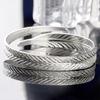 Women's Vintage Silver Plated Feather Cuff Bracelet Adjustable Opening Bangle Jewelry