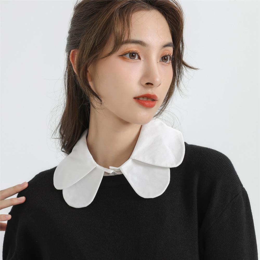 Weißer doppelter Chiffonkragen, Rundhalsausschnitt, falscher Kragen, Damen-Pullover zum Kombinieren, falscher Kragen innen, Großhandel von