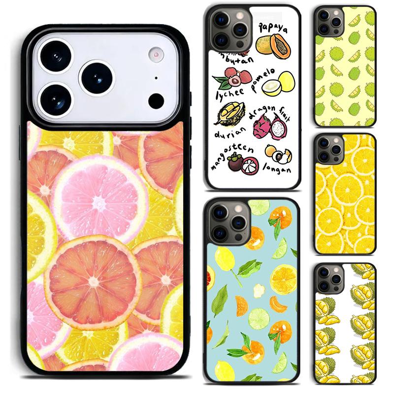 Fruit Lemon Orange Durian Phone Case for iPhone 17 16 15 Pro Max Air 14 13 12 11 Plus Shockproof Cover