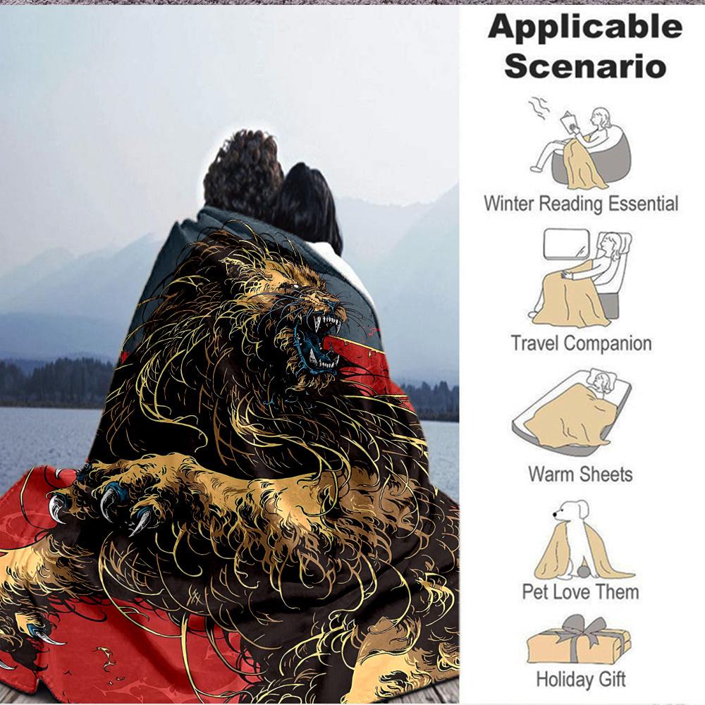 1 Stück Löwen Brüllen Decke, Leichte Flanell Überwurfdecke Für Sofa, Bett, Reisen, Camping, Wohnzimmer, Büro, Couch, Stuhl Und Bett