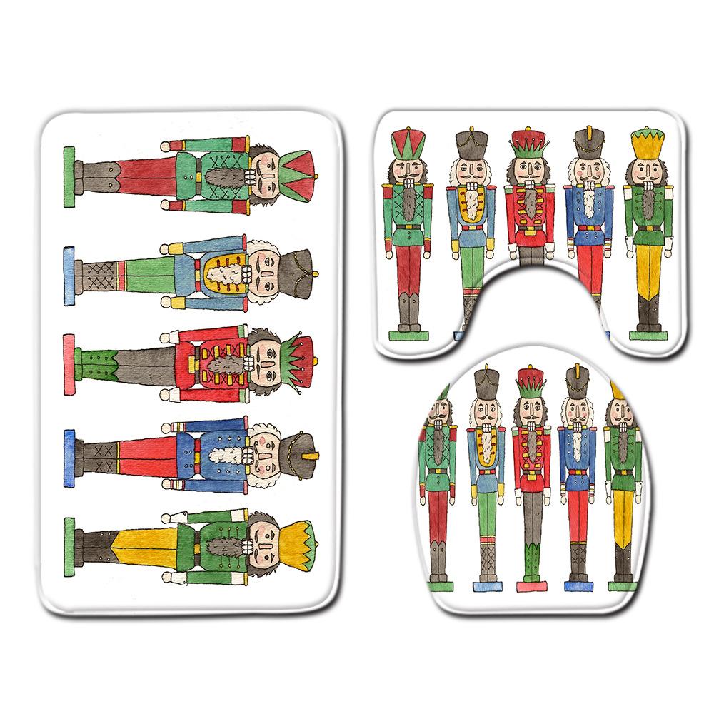 Covor de podea creativ din trei piese pentru toaletă, covor de ușă, covor de baie, covor de ușă moale antiderapant