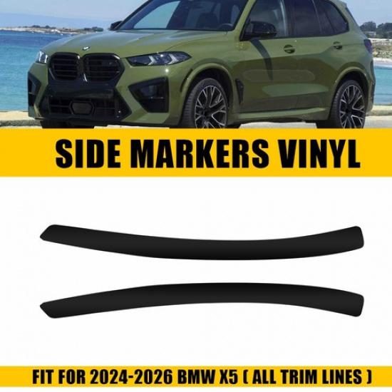2x Smoked Fender Front Side Overlay Markers Protector Vinyl for BMW 2024-2026 X5