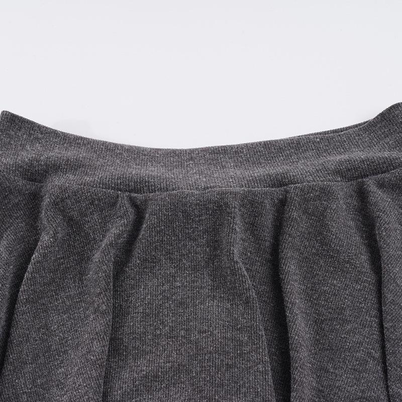 New Sweet Girly Slim Knit Versatile Solid Color Mini Skirt for Women