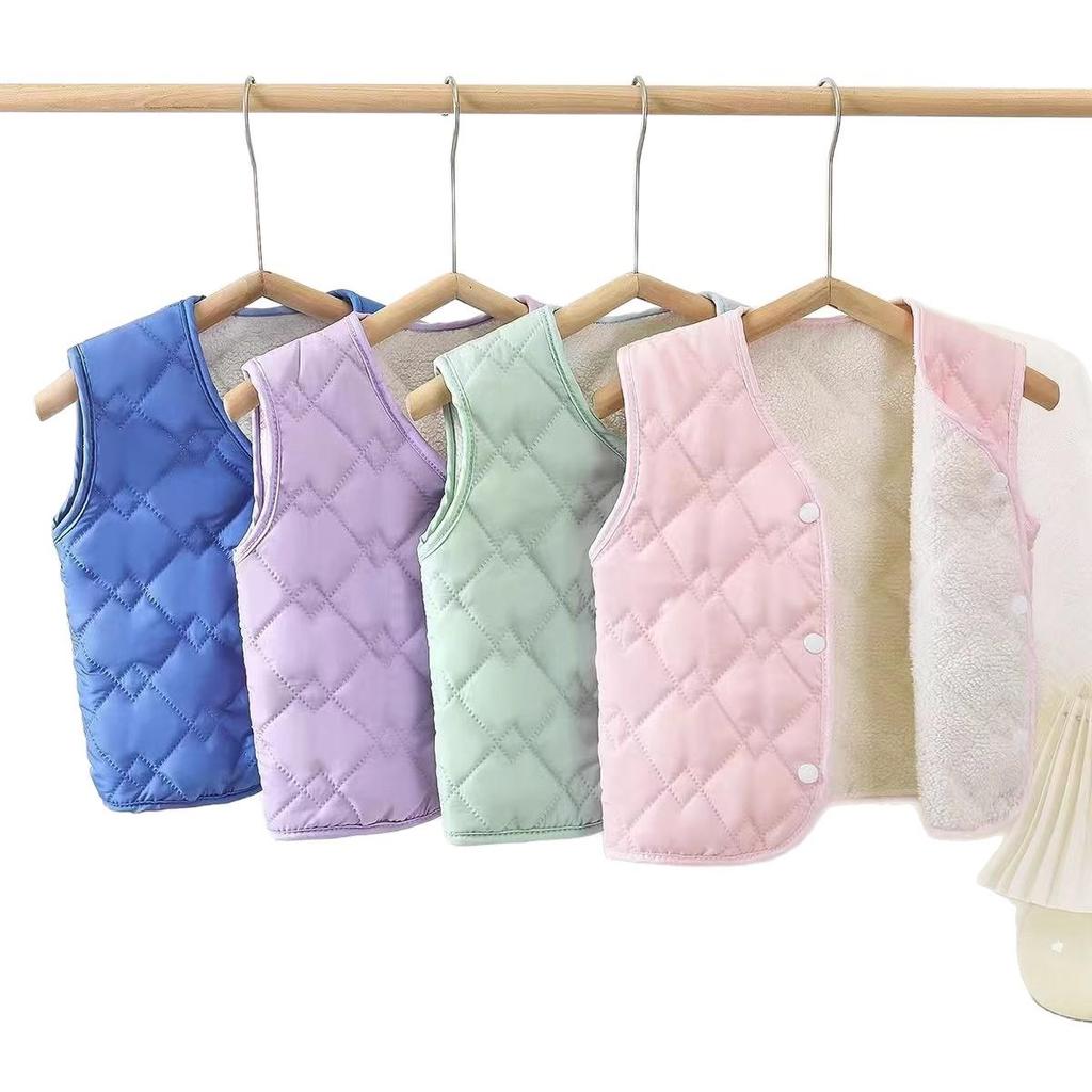 Children's Winter Velvet-Lined Vest: School Uniform Essential