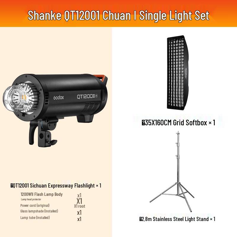 Godox QT1200III Studio Flash Kit with Strip Softbox