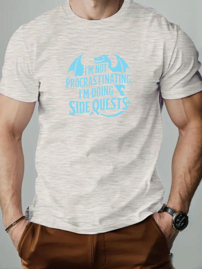 Mens cotton Tshirt Im NOT PROCRASTINATING Im DOING SIDE QUESTS summer fashion casual Tshirt