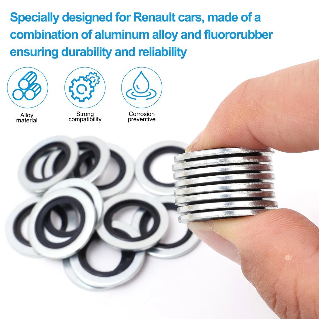 M16 Aluminium Alloy Rubber Gasket Car Oil Sump Drain Plug Sealing Gaskets Rings Washer for Renault Clio Duster Espace Fluence