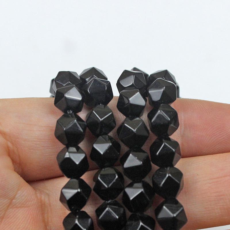 Szeroka powierzchnia Czarne Agaty Luźne Koraliki do DIY Naszyjników, Bransoletek i Wisiorków