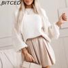 BITCED Herbst/Winter Fliege Damen Strickpullover Sexy Rückenfrei Locker Geschnittenes Strickoberteil
