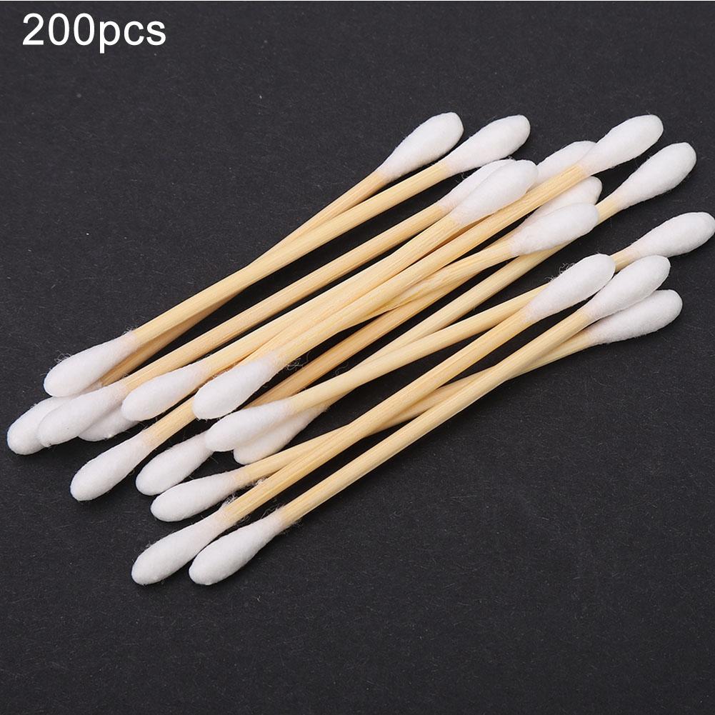 

200Pcs Double Head Makeup Swab Cotton Buds Bamboo Wood Sticks Cleaning